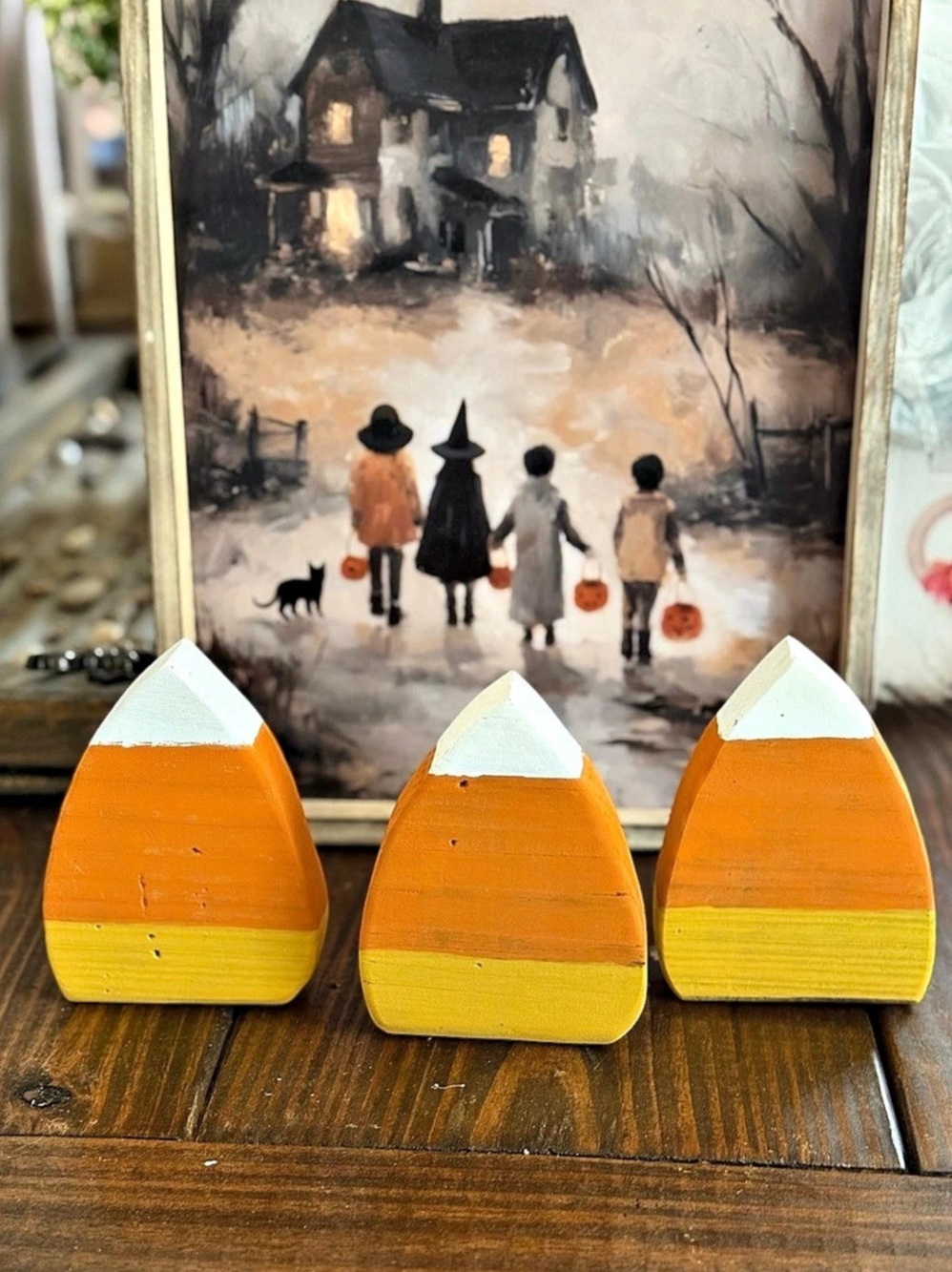 Painted Candy Corn Halloween Decor